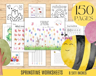 PRINTABLE Preschool Spring Worksheets Spring Resources Spring Activities Spring Educational Learning Folder Flower Handprint Craft Worksheet