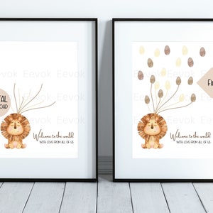 Löwen-Baby-Dusche-Gästebuch-Kunst, Fingerabdruck-Gästebuch für Baby-Dusche-Löwe, Baby-Dusche-Aktivität, Baby-Dusche-Andenken-Gästebuch,