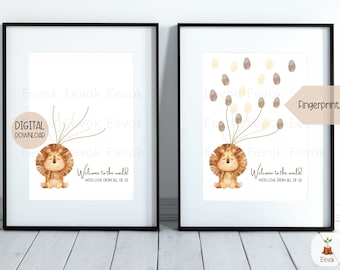 Lion Baby Shower Guestbook Art, Fingerprint Guestbook for Baby Shower Lion, Baby Shower Activity, Baby Shower Keepsake Guestbook,
