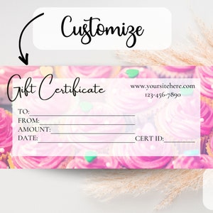 GIFT CERTIFICATE TEMPLATE Printable Canva Editable Gift Certificate Template with Logo Editable Gift Card Instant Download Gift Voucher