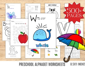 PRINTABLE Preschool Alphabet Workbook Activity Letter of the Week Worksheets Busy Book Learning Binder Curriculum Toddler Tracing Activities