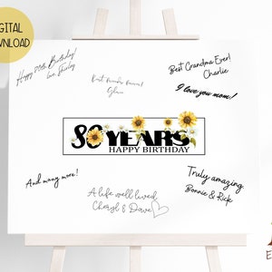 80th Birthday Sign 80th Birthday Poster, Mom 80th Birthday Gift 80th Birthday Decor Happy 80th, Printable Guestbook Sign, Birthday Guestbook