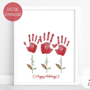 Printable Grandma's Garden Gift, Christmas Present for Grandma Grandams Garden Handprint Craft for Grandma, Handprint Keepsake for Christmas