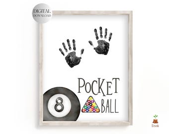 PRINTABLE Billiard Balls Handprint Craft Fathers Day Footprint Kids Art Crafts DIY Sports Craft Father's Day Art Print Pool Game Snooker