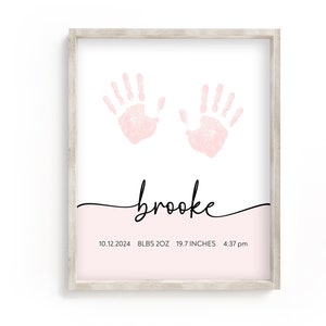 Impression de naissance personnalisée, empreinte de pas de nouveau-né, art personnalisé de l'empreinte de bébé, impression de statistiques de naissance imprimables, art mural empreinte de pas