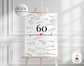 PRINTABLE 60th Birthday Poster, 60th Birthday Gift for Grandma, Mom 60th Birthday Present Idea, 60 Year Old Birthday Sign Gifts For Grandma