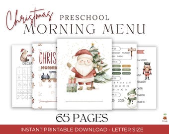 Preschool Christmas Busy Book Printable Toddler Learning Binder Quiet Book Toddler Montessori Learning Homeschool  Morning Menu Workbook