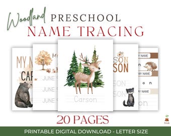 PRINTABLE Woodland Animals Activity Preschool Busy Book Toddler Learning Binder Quiet Name Tracing Montessori Homeschool Morning Menu Study
