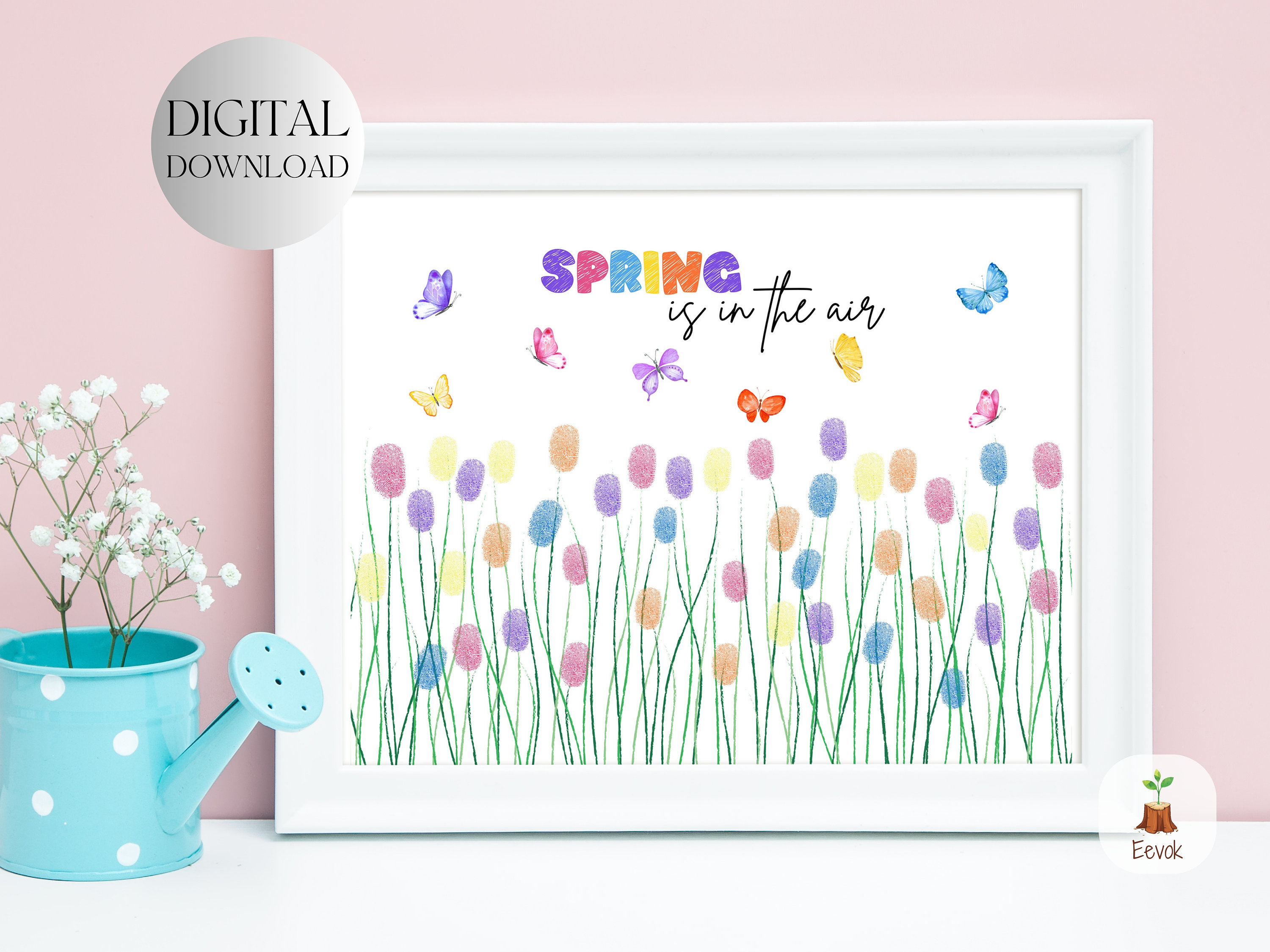Printable Preschool Craft, Kids Spring is in the Air Fingerprint Art…