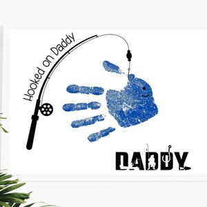 Fishing Handprint Gift for Daddy, Fathers Day Printable, Father&#39;s Day Fishing Gift, Printable Craft for Father&#39;s Day, Kids Handprint Gift