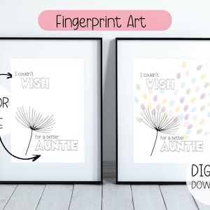 Fingerprint Printable Aunt Fingerprint Art Fingerprint Craft for Auntie Thumbprint Art Keepsake Gift for Aunt Kid Printable Crafts