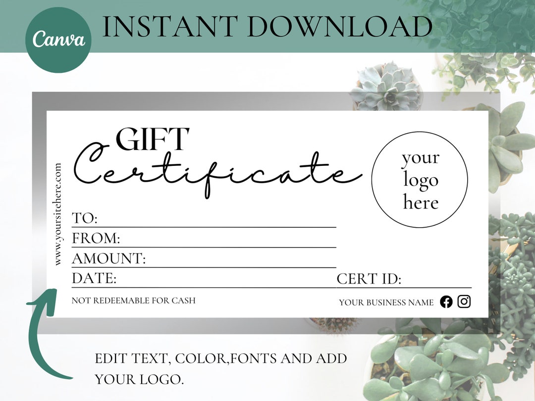gift-certificate-template-printable-canva-editable-gift-certificate-template-with-logo-editable-gift-card-instant-download-gift-voucher-etsy for Free Gift Certificate Templates Printable GIFT CERTIFICATE TEMPLATE Printable, Canva, Editable Gift Certificate Template With Logo, Editable Gift Card, Instant Download Gift Voucher - Etsy for Free Gift Certificate Templates Printable