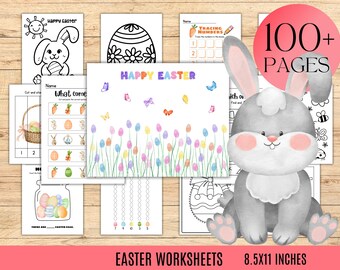 PRINTABLE Easter Preschool Activity Bundle Easter Worksheets Prek Activities Preschool Curriculum Spring Coloring Bunny Handprint Craft
