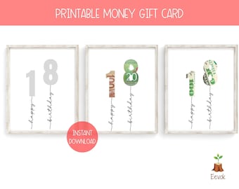 Printable Money Card Holder, Custom Money Card 18th Birthday Card, Printable Birthday Card 18th Birthday Gift Idea Turning 18 Birthday Card