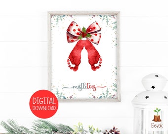 Druckbare Weihnachts Fußabdruck Kunst, Fußabdruck Handwerk, Baby erste Weihnachten Andenken, mein erstes Weihnachten, Baby Fußabdruck Handwerk, Baby Füße Kunst