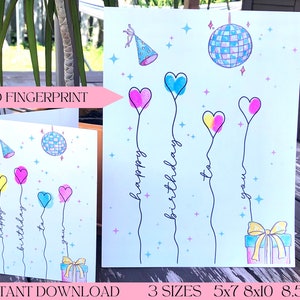 Jolie carte d'anniversaire à imprimer, carte de voeux imprimable pour tout-petit, carte d'empreintes digitales, cadeau d'empreintes digitales pour grand-mère, cadeau d'une maman d'un enfant