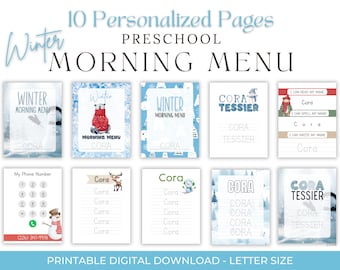 Preschool Winter Busy Book Printable Toddler Learning Binder Quiet Book Montessori Learning Homeschool Kids Winter Morning Menu Activities