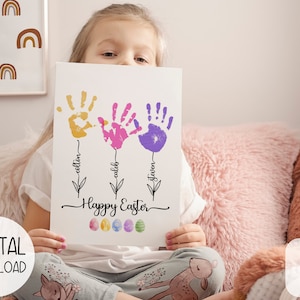 Personalisierte Ostern Handabdruck Kunst druckbare Handabdruck Geschenk für erste Ostern Andenken Handabdruck Handwerk benutzerdefinierte Ostergeschenk