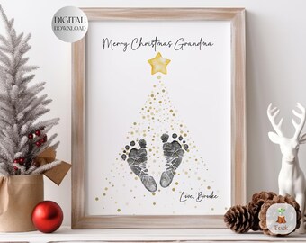 PRINTABLE Personalized Christmas Handprint Art Gift from kids Printable DIY Christmas Gift for Mom Grandma Kids Holiday Craft Gifts Parents