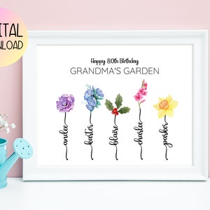 80th Birthday Gift for Grandma, Mom 80th Birthday Present Idea, 80 Year old Birthday Gift, 80 Birthday Gift, Gifts for Grandma, Birth Flower