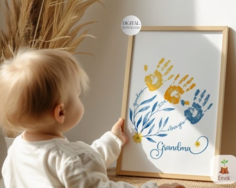 Happy Mother's Day Gift for Grandma,  Printable Card for Grandma, Handprint Craft, Handprint Art Keepsake, I Love Nana, Best Grandma Ever