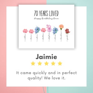 70th Birthday Gift for Grandma, Mom 70th Birthday Present Idea, 70 Year old Birthday Gift, 70 Birthday Gift, Gifts for Grandma, Birth Flower image 8