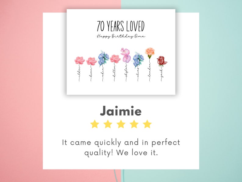 70th Birthday Gift for Grandma, Mom 70th Birthday Present Idea, 70 Year old Birthday Gift, 70 Birthday Gift, Gifts for Grandma, Birth Flower image 8