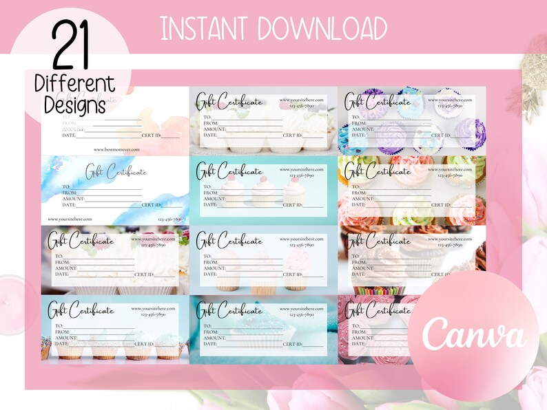GIFT CERTIFICATE TEMPLATE Bundle Printable Gift Card Coupon - Etsy
