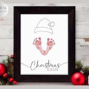 Christmas Footprint Art, DIY Footprint Craft, Baby&#39;s First Christmas, Baby 1st Christmas Gift Keepsake DIY activity kids children toddler