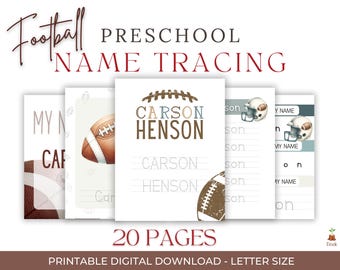 PRINTABLE Football Activity for Kids Preschool Busy Book Toddler Learning Binder Quiet Name Tracing Homeschool Football Morning Menu Pages