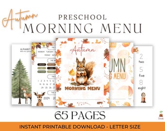 Preschool Autumn Busy Book Printable Toddler Learning Binder Quiet Book Toddler Montessori Learning Homeschool Fall Morning Menu Workbook