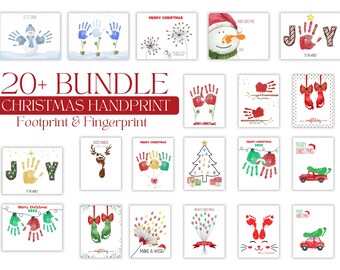 Christmas Handprint Footprint Art Craft, Christmas Gift for Grandparents, First Christmas Craft, Christmas Gift for Grandma, Winter Craft