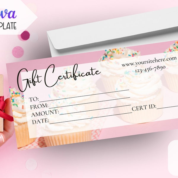 GIFT CERTIFICATE TEMPLATE Printable Canva Editable Gift Certificate Template with Logo Editable Gift Card Instant Download Gift Voucher