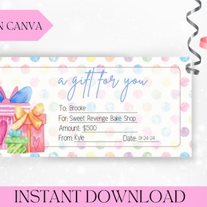 Printable Gift Certificate Ticket Template Gift Card Coupon Printable Voucher Surprise Gift Reveal, Downloadable Ticket Babysitting Voucher