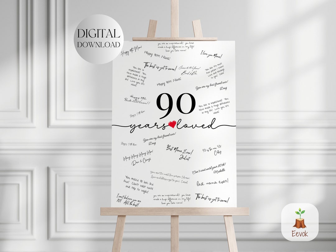 PRINTABLE 90th Birthday Poster, 90th Birthday Gift for Grandma, Mom ...
