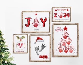 PRINTABLE Baby's 1st Christmas Handprint Craft Xmas Memories Handprint Footprint Art Holiday Keepsake for Grandma Baby's first Christmas