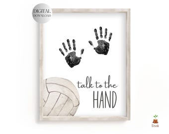 PRINTABLE Volleyball Handprint Craft, Fathers Day Volleyball Footprint Kids Art Crafts DIY Sports Craft Father's Day Print Dad Handprint Art