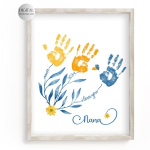 Happy Birthday Gift for Nana,  Printable Birthday Card for Nana, Handprint Craft, Handprint Art Keepsake, I Love Nana, Best Nana Ever