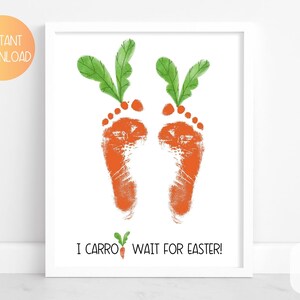 Printable Easter Handprint Craft, DIY Easter Art, Toddler Activity, Baby&#39;s First Easter Footprint Keepsake, Preschool Easter Printable Craft