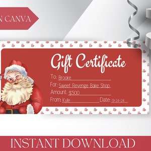 Chèque-cadeau de Noël vintage imprimable Modèle de billet Carte-cadeau Coupon Bon cadeau surprise Révéler un billet téléchargeable Babysitting