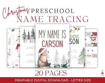 PRINTABLE Christmas Activity Preschool Busy Book Toddler Learning Binder Quiet Name Tracing Montessori Homeschool Morning Menu Activities