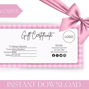 Printable Downloadable Ticket, Editable Gift Card Coupon, DIY Printable Gift Voucher Certificate, Spa Gift, Dinner Ticket, DIY Print Coupon