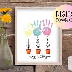 Cartão de aniversário personalizado para impressão, cartão de aniversário para impressão, arte de impressão manual, artesanato de impressão manual, presente de aniversário personalizado para lembrança da avó