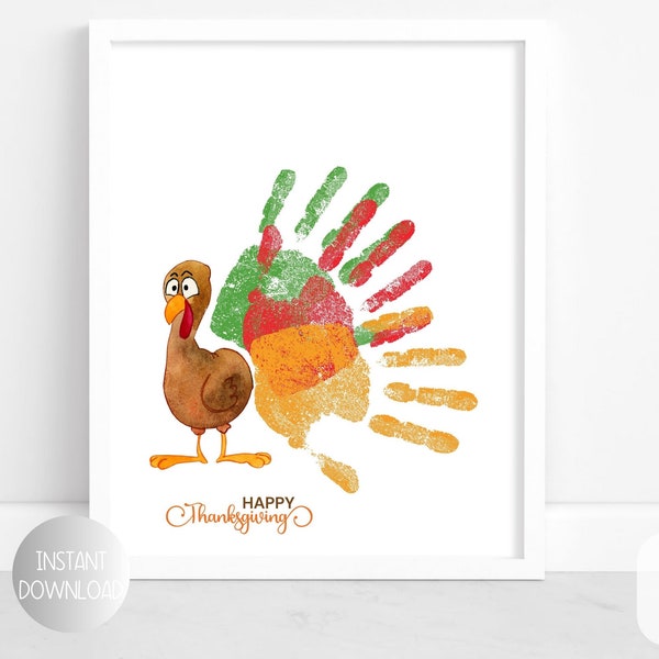 Printable Thanksgiving Craft for Kids, Fall Craft for Preschool, Daycare Thanksgiving Craft Activity, Toddler Keepsake, Handprint Fall Craft