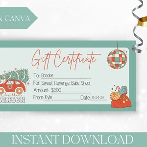 Chèque-cadeau de Noël rétro imprimable Modèle de billet Carte-cadeau Coupon Bon cadeau surprise Révéler un billet téléchargeable Babysitting