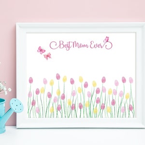Printable Mothers Day Craft, Mother&#39;s Day Activity, Fingerprint Crafts, Printable Artwork for Mothers day, Fingerprint Craft for Mom