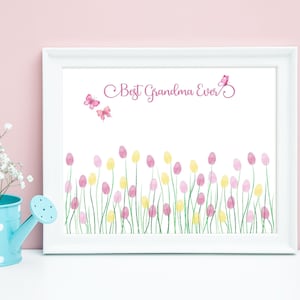 Printable Happy Birthday Craft for Grandma, Birthday Fingerprint Keepsake, Gift for Grandma, Handprint Craft for Grandma from Granddaughter