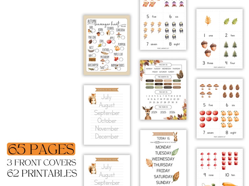 Preschool Autumn Busy Book Printable Toddler Learning Binder Quiet Book ...