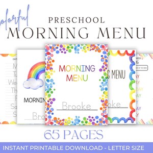 Preschool Morning Menu Printable Homeschool Morning Menu Preschool Worksheets Personalized Morning Menu Activities Kids Homeschool Printable