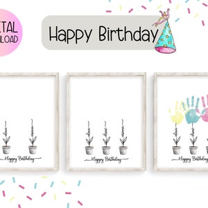 Druckbare individuelle Geburtstagskarte, druckbare Geburtstagskarte, Handabdruck Kunst, Handabdruck Handwerk, personalisierte Geburtstagsgeschenk für Oma Andenken